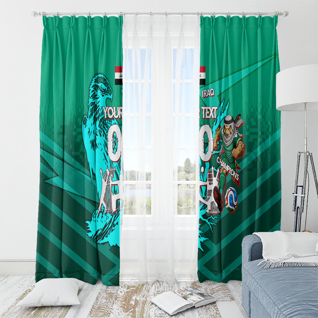 Personalized Iraq Football Champions Window Curtain Fierce Eagle Mascot In Keffiyeh