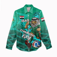 Personalized Iraq Football Champions Women Casual Shirt Fierce Eagle Mascot In Keffiyeh