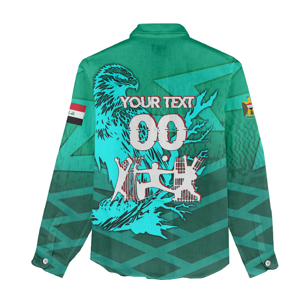 Personalized Iraq Football Champions Women Casual Shirt Fierce Eagle Mascot In Keffiyeh