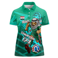 Personalized Iraq Football Champions Women Polo Shirt Fierce Eagle Mascot In Keffiyeh