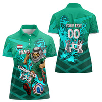 Personalized Iraq Football Champions Women Polo Shirt Fierce Eagle Mascot In Keffiyeh