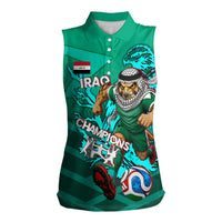 Personalized Iraq Football Champions Women Sleeveless Polo Shirt Fierce Eagle Mascot In Keffiyeh