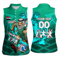 Personalized Iraq Football Champions Women Sleeveless Polo Shirt Fierce Eagle Mascot In Keffiyeh