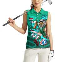 Personalized Iraq Football Champions Women Sleeveless Polo Shirt Fierce Eagle Mascot In Keffiyeh