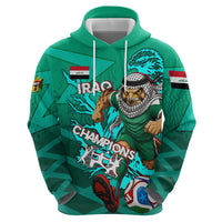 Personalized Iraq Football Champions Zip Hoodie Fierce Eagle Mascot In Keffiyeh