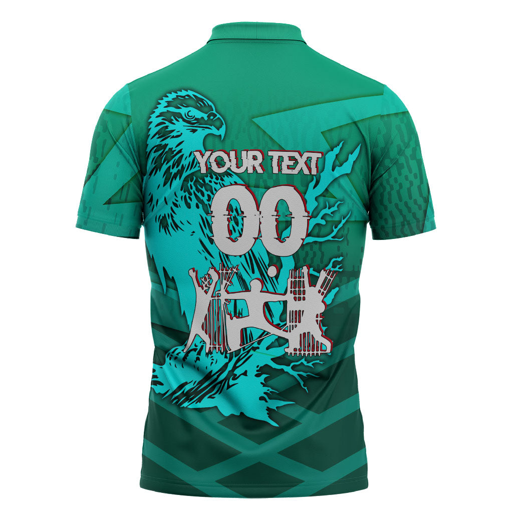 Personalized Iraq Football Champions Zipper Polo Shirt Fierce Eagle Mascot In Keffiyeh