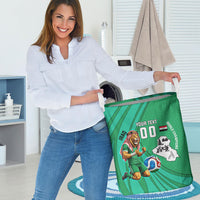 Personalized Iraq World Champions Lion Laundry Basket Funny Lion Mascot Traditional Keffiyeh