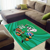 Personalized Iraq World Champions Lion Area Rug Funny Lion Mascot Traditional Keffiyeh