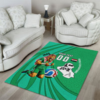 Personalized Iraq World Champions Lion Area Rug Funny Lion Mascot Traditional Keffiyeh