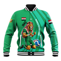 Personalized Iraq World Champions Lion Baseball Jacket Funny Lion Mascot Traditional Keffiyeh