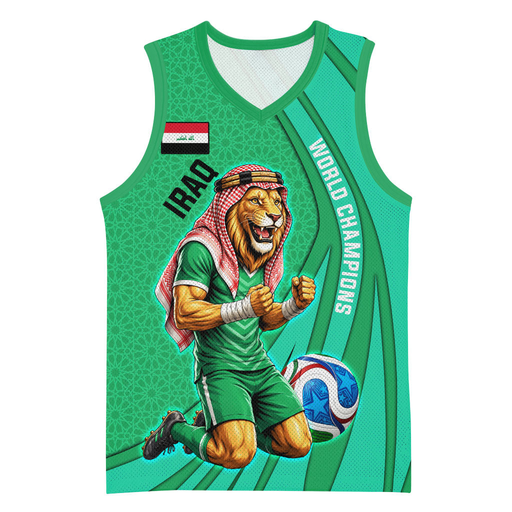 Personalized Iraq World Champions Lion Basketball Jersey Funny Lion Mascot Traditional Keffiyeh