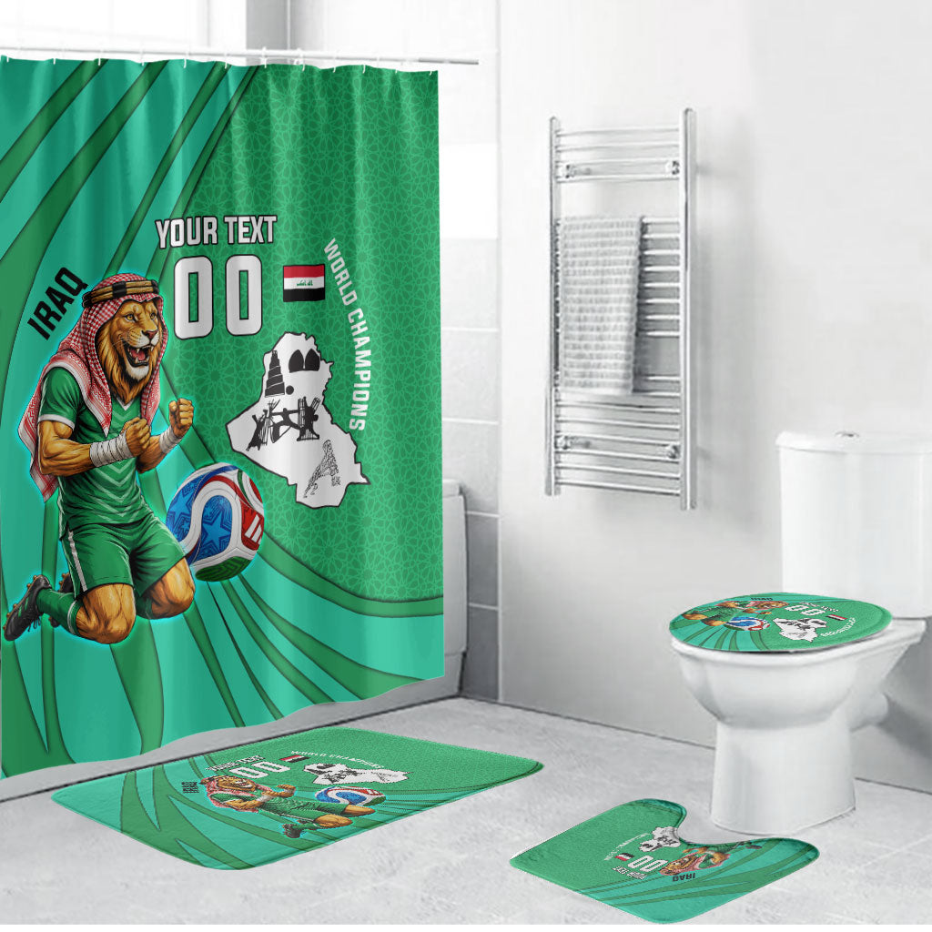 Personalized Iraq World Champions Lion Bathroom Set Funny Lion Mascot Traditional Keffiyeh