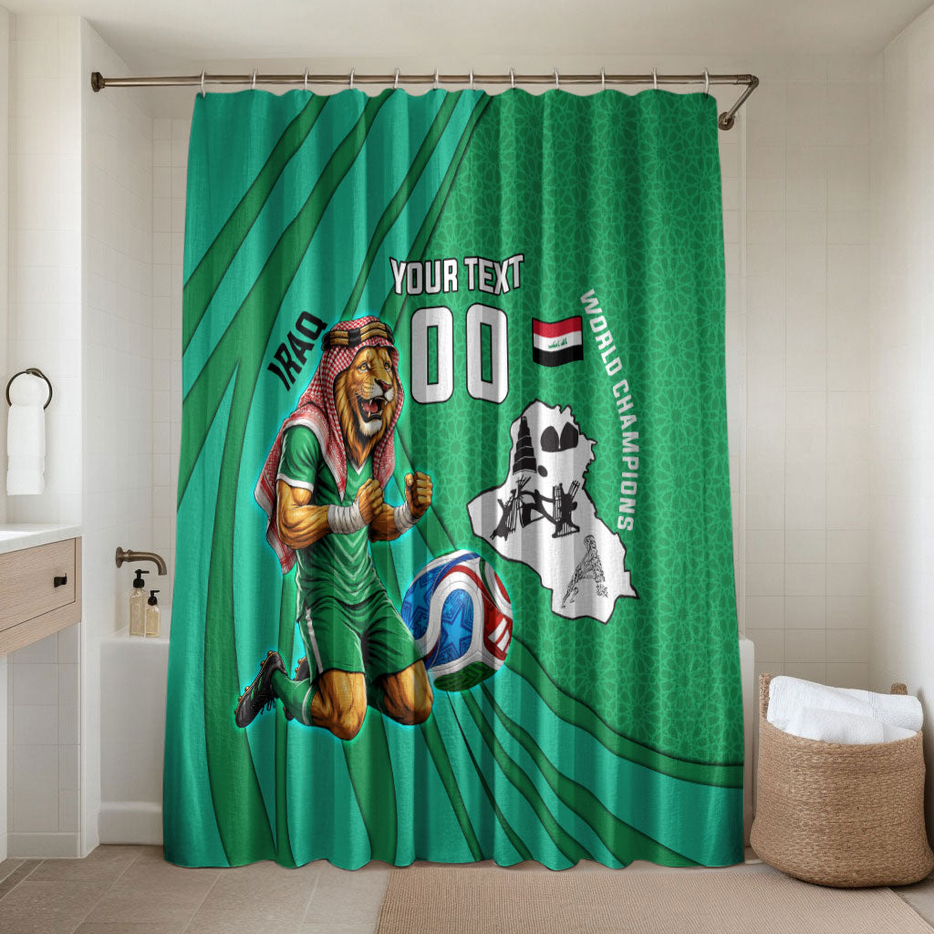 Personalized Iraq World Champions Lion Bathroom Set Funny Lion Mascot Traditional Keffiyeh