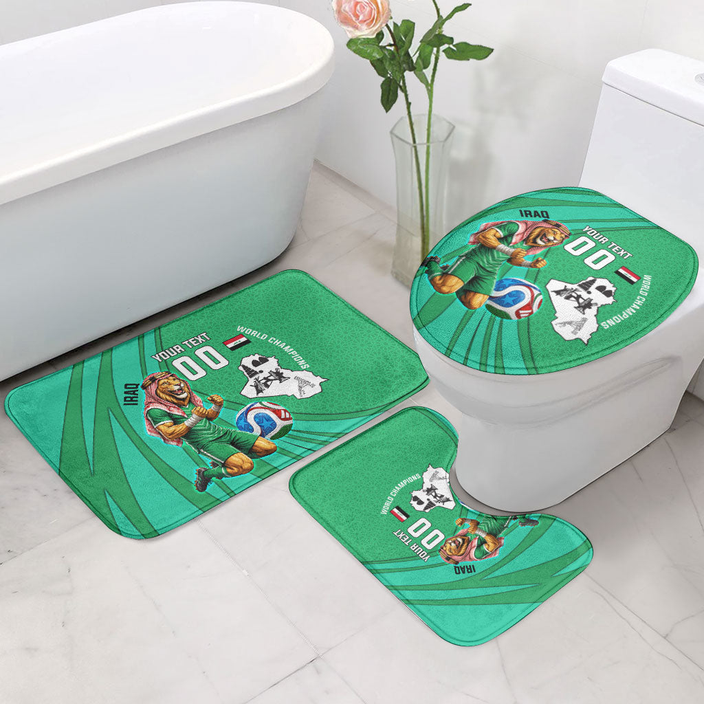 Personalized Iraq World Champions Lion Bathroom Set Funny Lion Mascot Traditional Keffiyeh