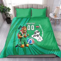 Personalized Iraq World Champions Lion Bedding Set Funny Lion Mascot Traditional Keffiyeh