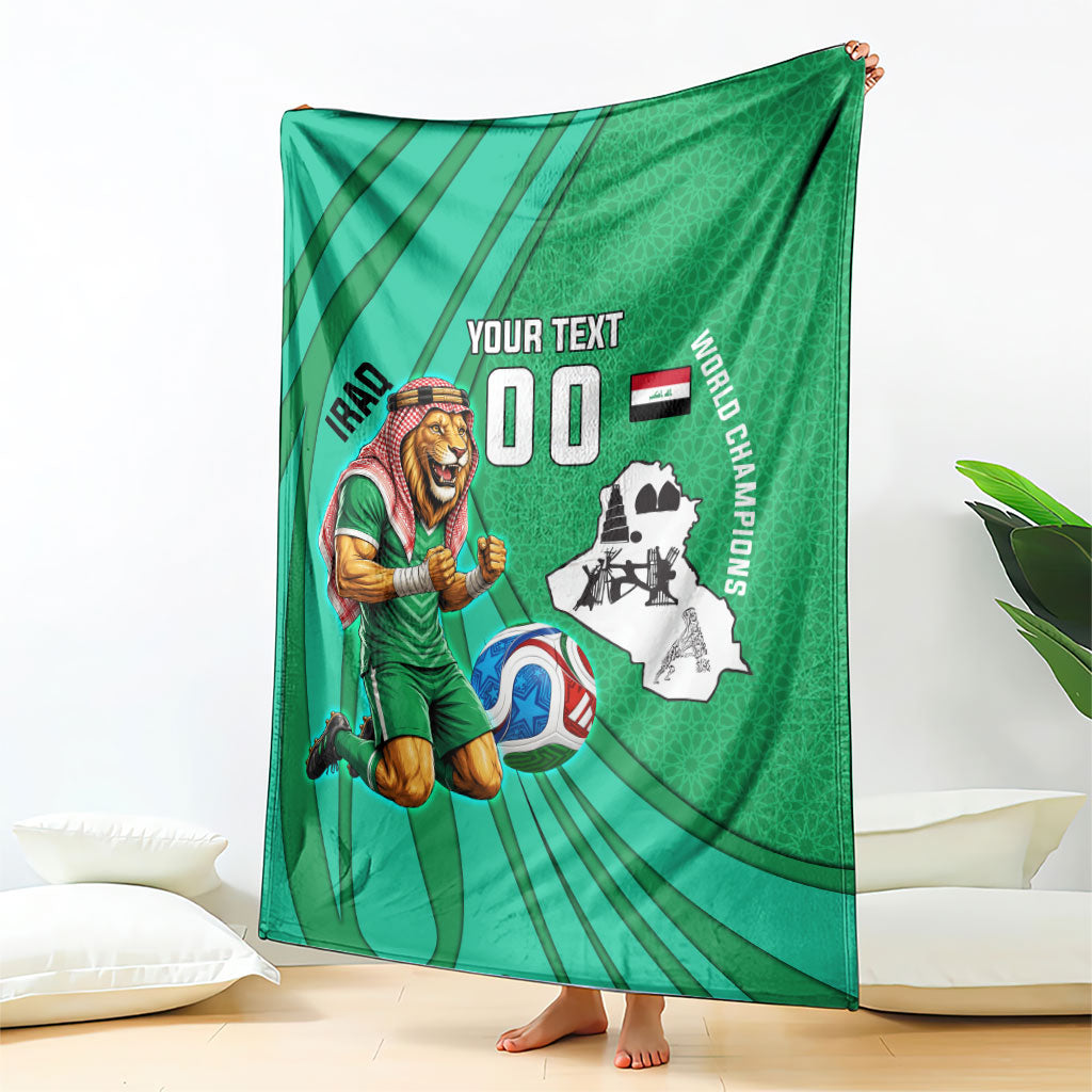 Personalized Iraq World Champions Lion Blanket Funny Lion Mascot Traditional Keffiyeh