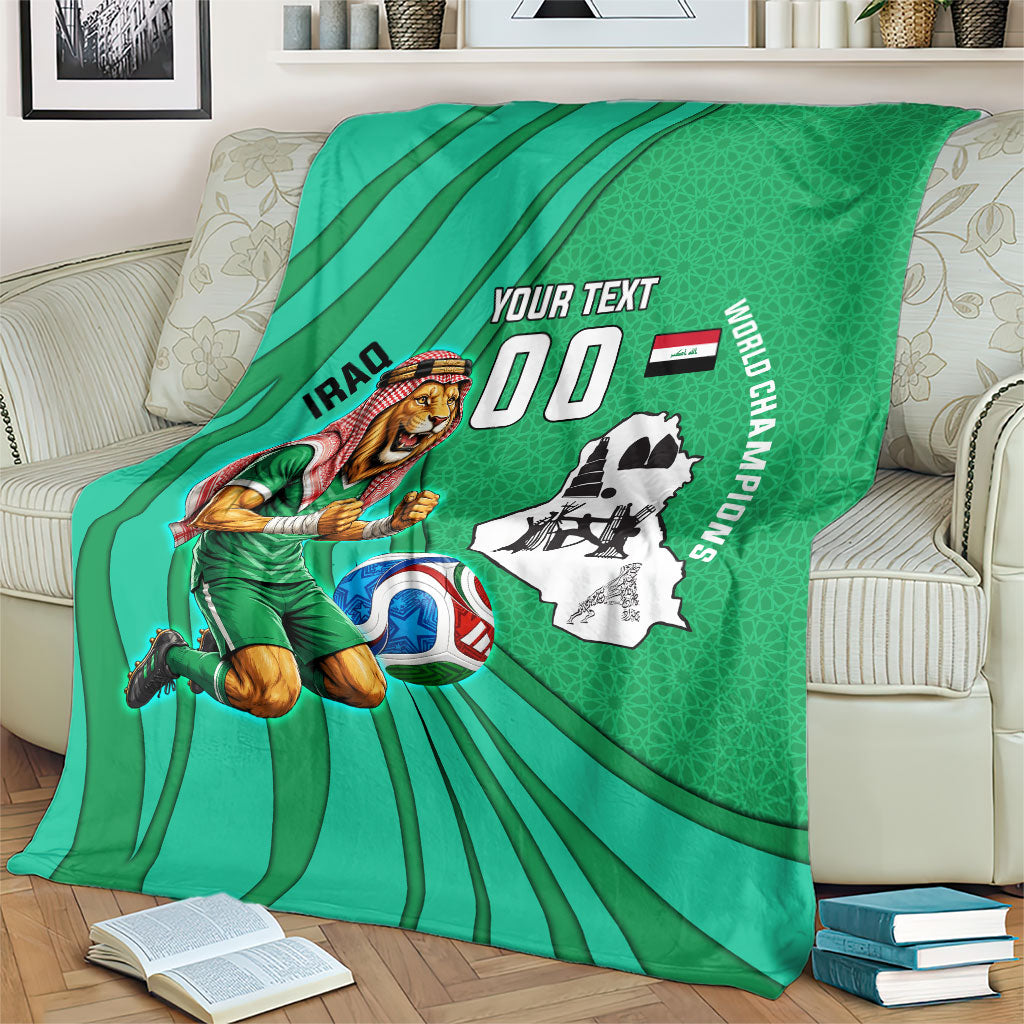 Personalized Iraq World Champions Lion Blanket Funny Lion Mascot Traditional Keffiyeh