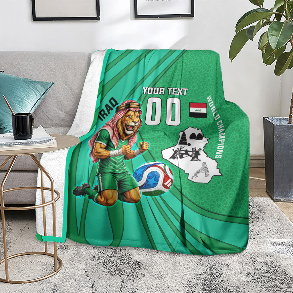 Personalized Iraq World Champions Lion Blanket Funny Lion Mascot Traditional Keffiyeh