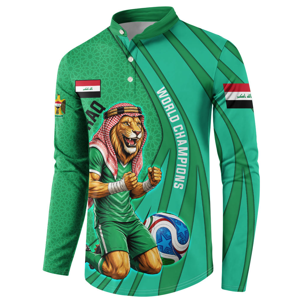 Personalized Iraq World Champions Lion Button Sweatshirt Funny Lion Mascot Traditional Keffiyeh