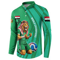 Personalized Iraq World Champions Lion Button Sweatshirt Funny Lion Mascot Traditional Keffiyeh