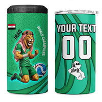 Personalized Iraq World Champions Lion 4 in 1 Can Cooler Tumbler Funny Lion Mascot Traditional Keffiyeh