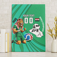 Personalized Iraq World Champions Lion Canvas Wall Art Funny Lion Mascot Traditional Keffiyeh