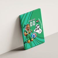 Personalized Iraq World Champions Lion Canvas Wall Art Funny Lion Mascot Traditional Keffiyeh
