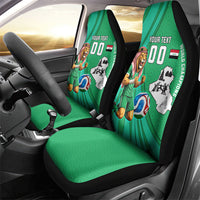Personalized Iraq World Champions Lion Car Seat Cover Funny Lion Mascot Traditional Keffiyeh