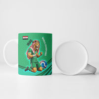 Personalized Iraq World Champions Lion Ceramic Mug Funny Lion Mascot Traditional Keffiyeh