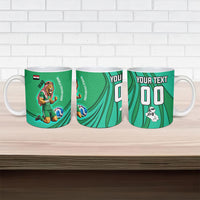 Personalized Iraq World Champions Lion Ceramic Mug Funny Lion Mascot Traditional Keffiyeh