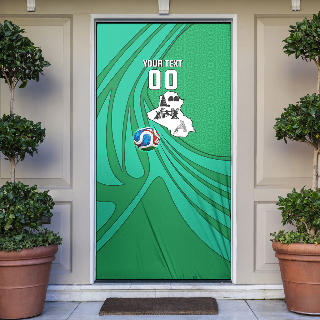 Personalized Iraq World Champions Lion Door Cover Funny Lion Mascot Traditional Keffiyeh