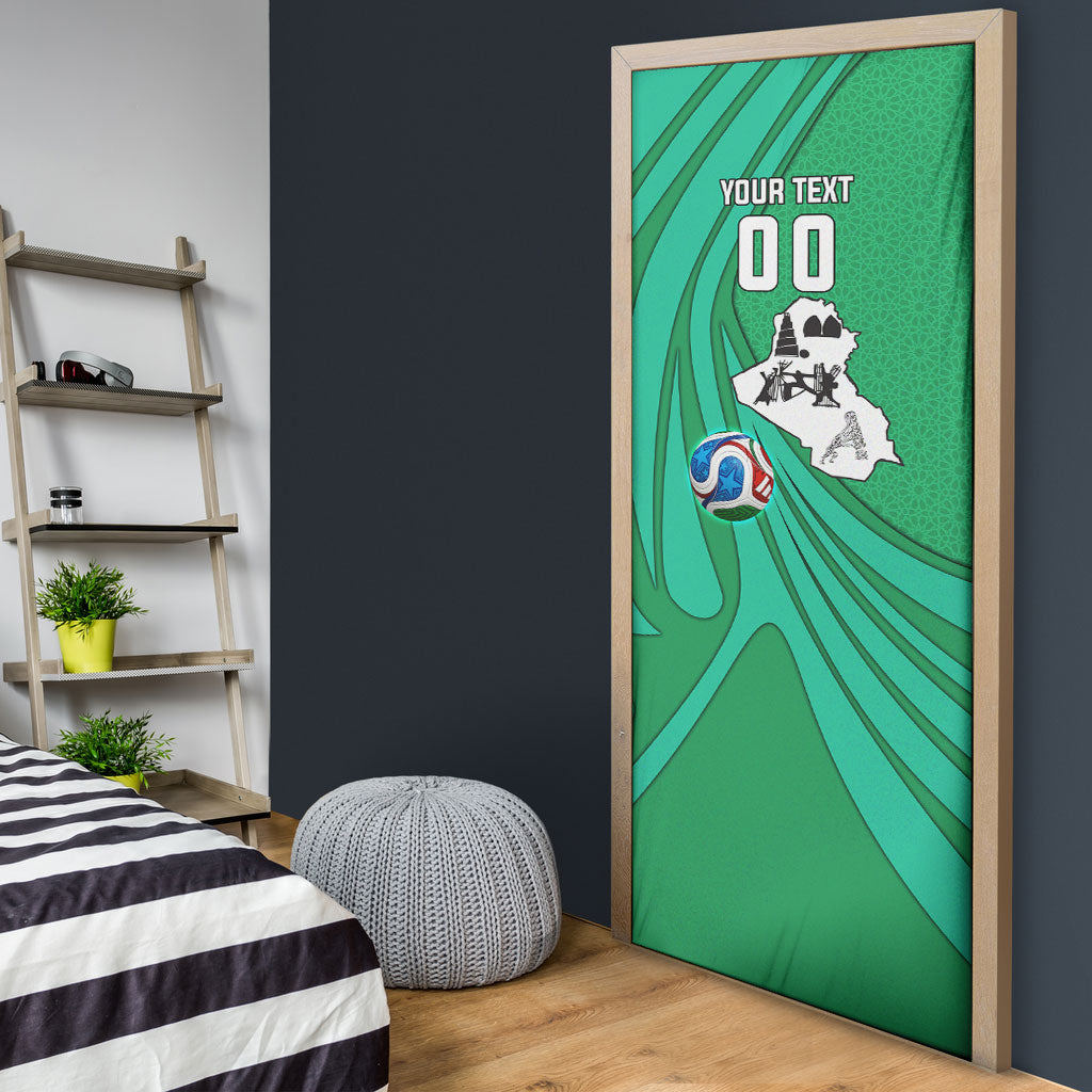 Personalized Iraq World Champions Lion Door Cover Funny Lion Mascot Traditional Keffiyeh