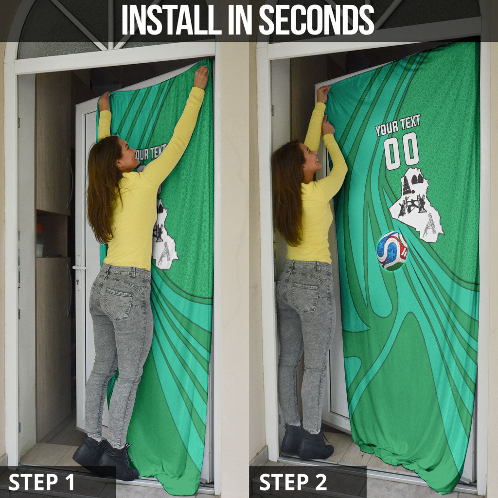 Personalized Iraq World Champions Lion Door Cover Funny Lion Mascot Traditional Keffiyeh