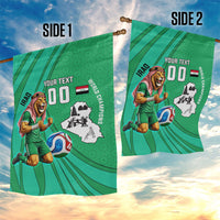 Personalized Iraq World Champions Lion Garden Flag Funny Lion Mascot Traditional Keffiyeh