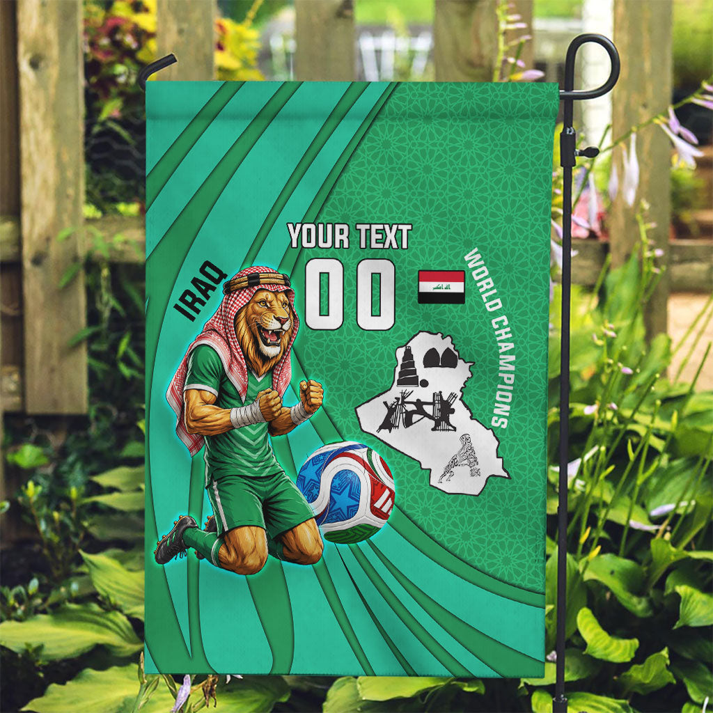 Personalized Iraq World Champions Lion Garden Flag Funny Lion Mascot Traditional Keffiyeh