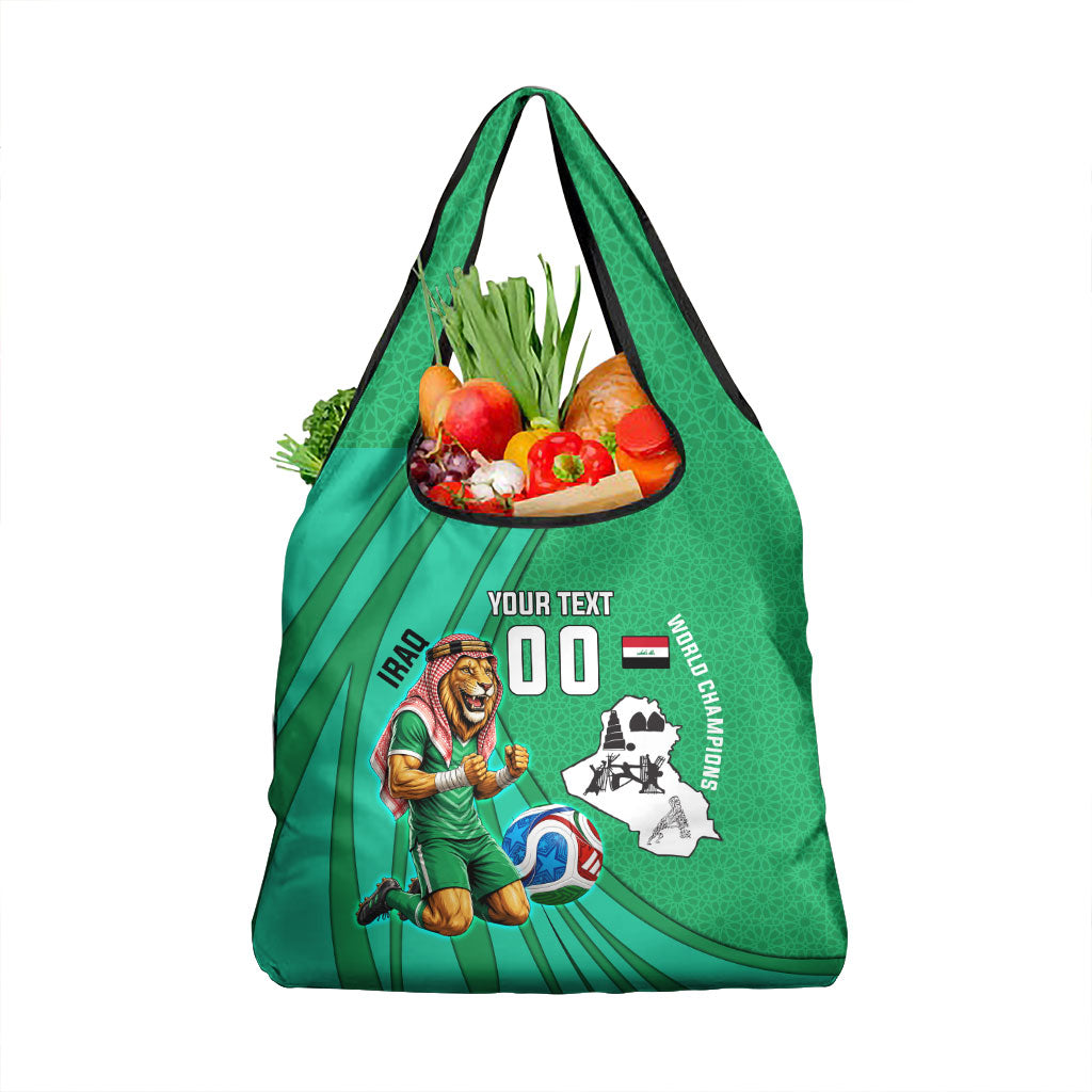 Personalized Iraq World Champions Lion Grocery Bag Funny Lion Mascot Traditional Keffiyeh