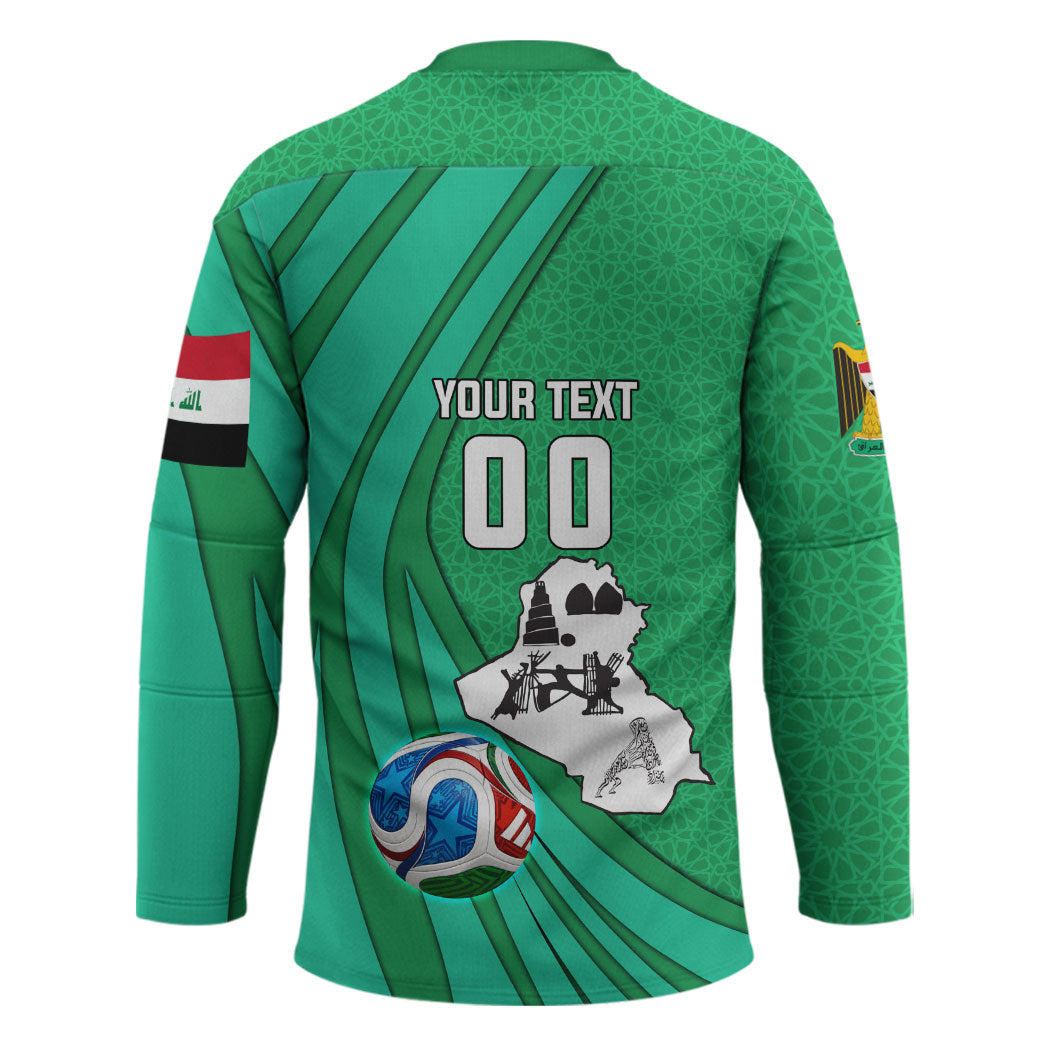 Personalized Iraq World Champions Lion Hockey Jersey Funny Lion Mascot Traditional Keffiyeh