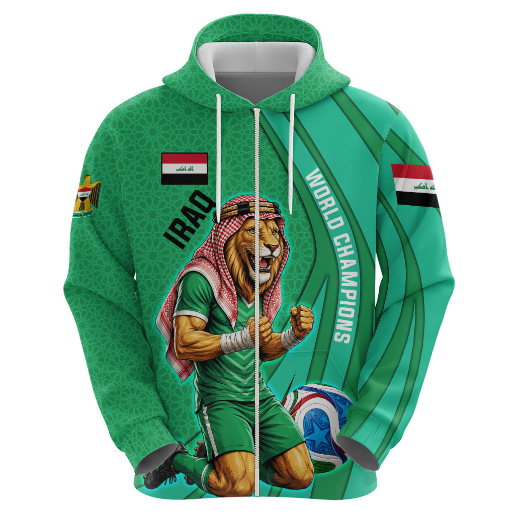 Personalized Iraq World Champions Lion Hoodie Funny Lion Mascot Traditional Keffiyeh