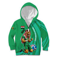 Personalized Iraq World Champions Lion Kid Hoodie Funny Lion Mascot Traditional Keffiyeh