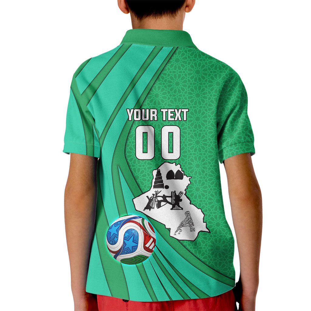 Personalized Iraq World Champions Lion Kid Polo Shirt Funny Lion Mascot Traditional Keffiyeh