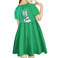 Personalized Iraq World Champions Lion Kid Short Sleeve Dress Funny Lion Mascot Traditional Keffiyeh