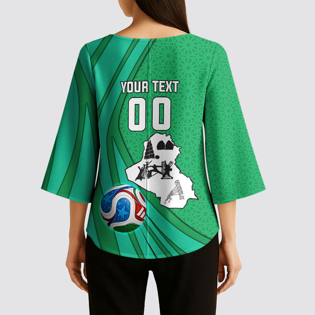 Personalized Iraq World Champions Lion Kimono Sleeve Blouse Funny Lion Mascot Traditional Keffiyeh