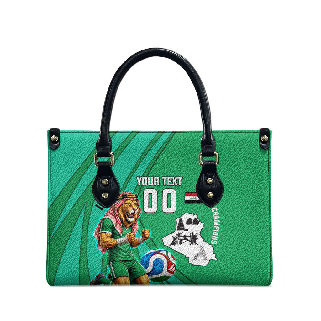 Personalized Iraq World Champions Lion Leather Bag Funny Lion Mascot Traditional Keffiyeh