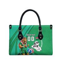Personalized Iraq World Champions Lion Leather Bag Funny Lion Mascot Traditional Keffiyeh