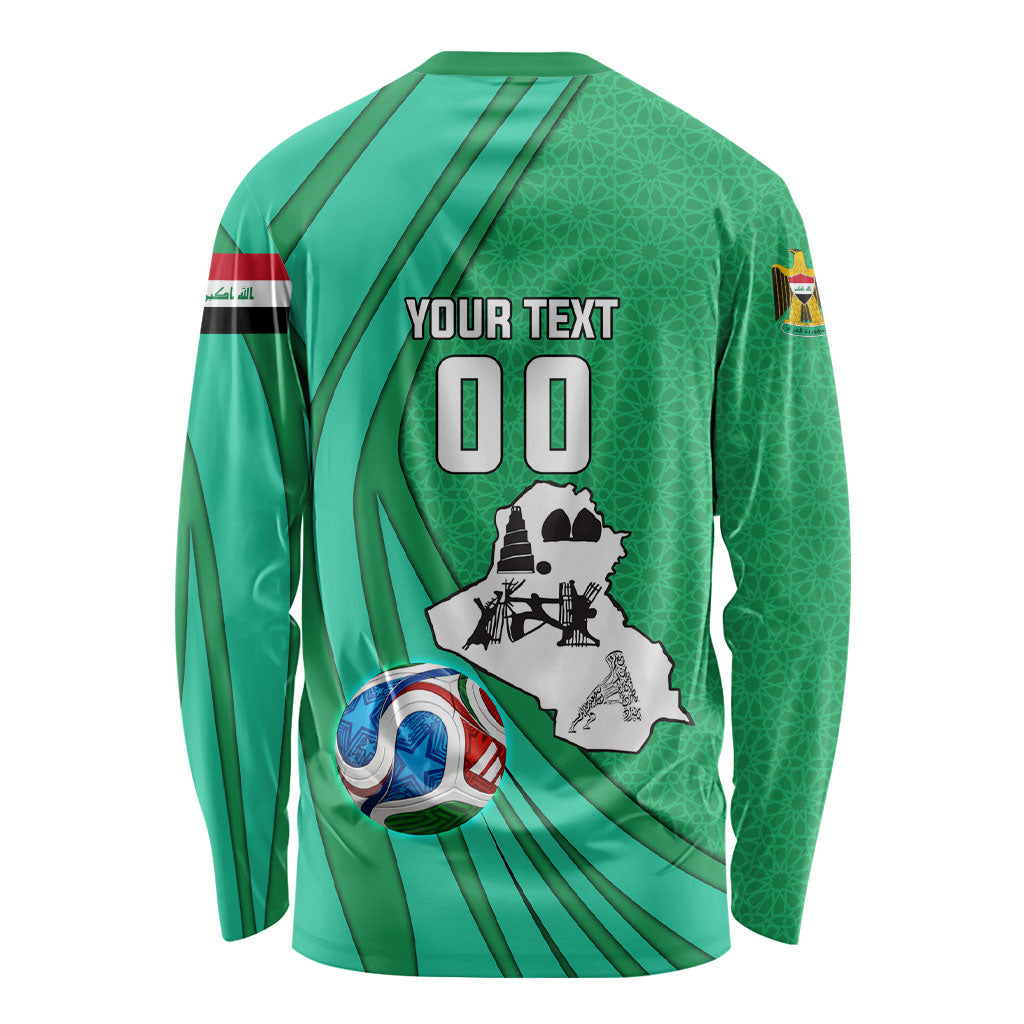Personalized Iraq World Champions Lion Long Sleeve Shirt Funny Lion Mascot Traditional Keffiyeh