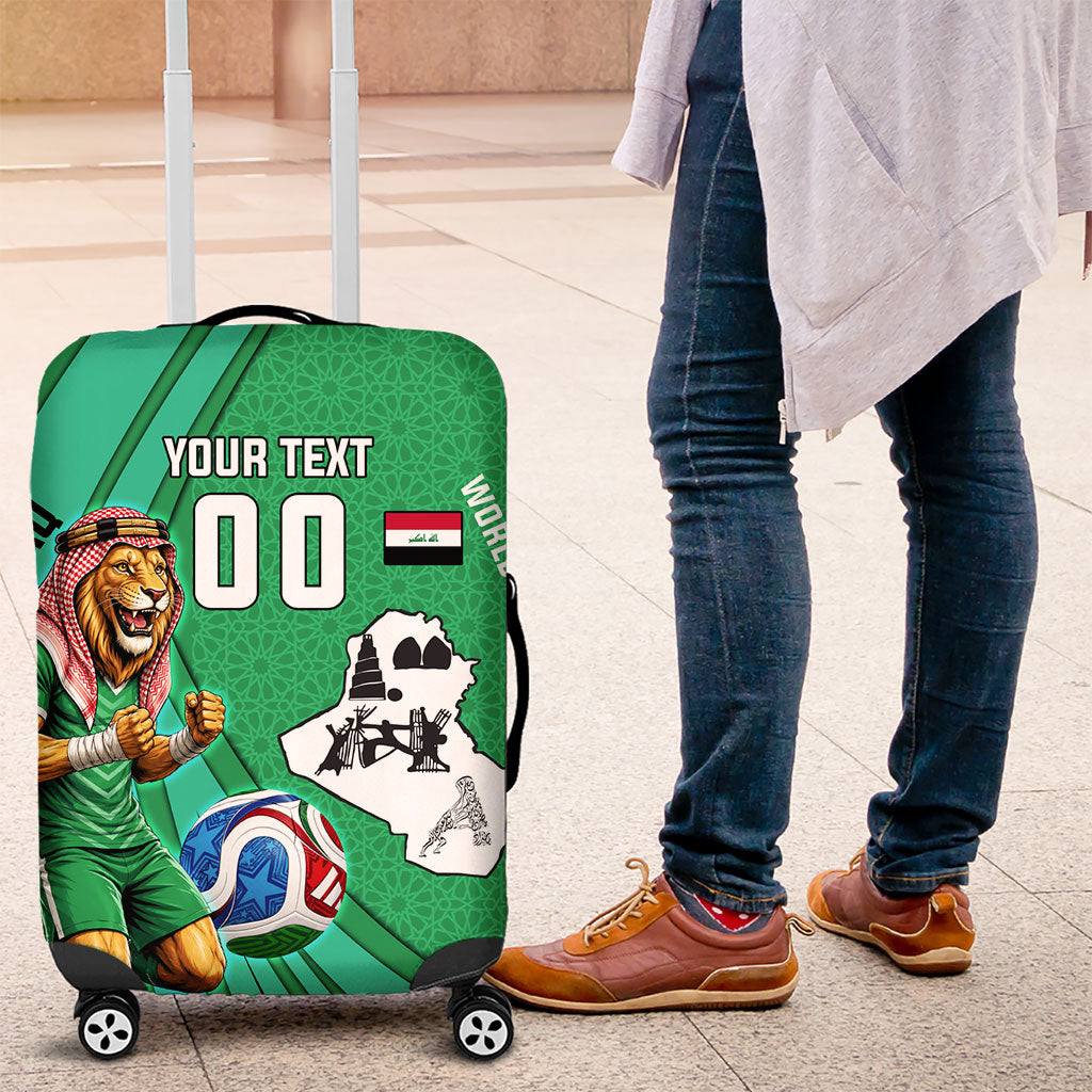 Personalized Iraq World Champions Lion Luggage Cover Funny Lion Mascot Traditional Keffiyeh