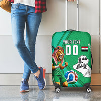 Personalized Iraq World Champions Lion Luggage Cover Funny Lion Mascot Traditional Keffiyeh