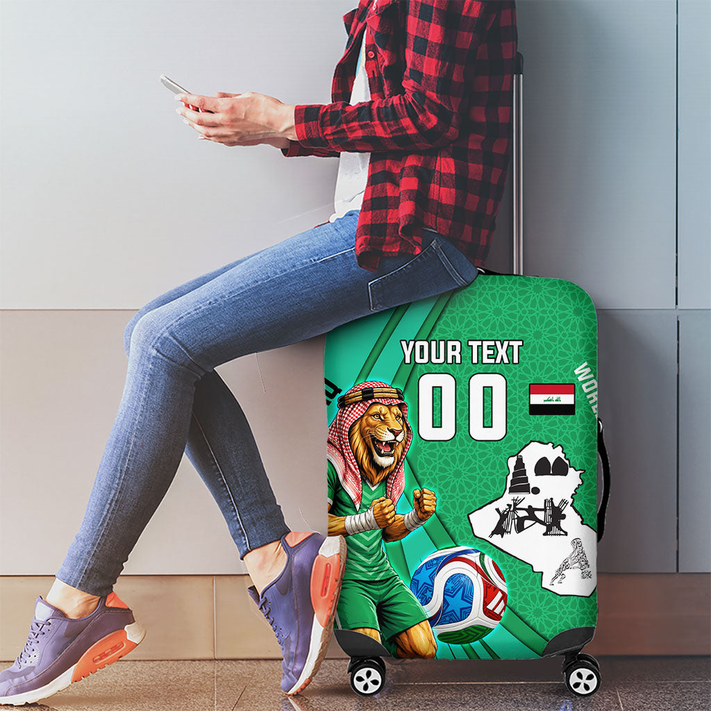 Personalized Iraq World Champions Lion Luggage Cover Funny Lion Mascot Traditional Keffiyeh
