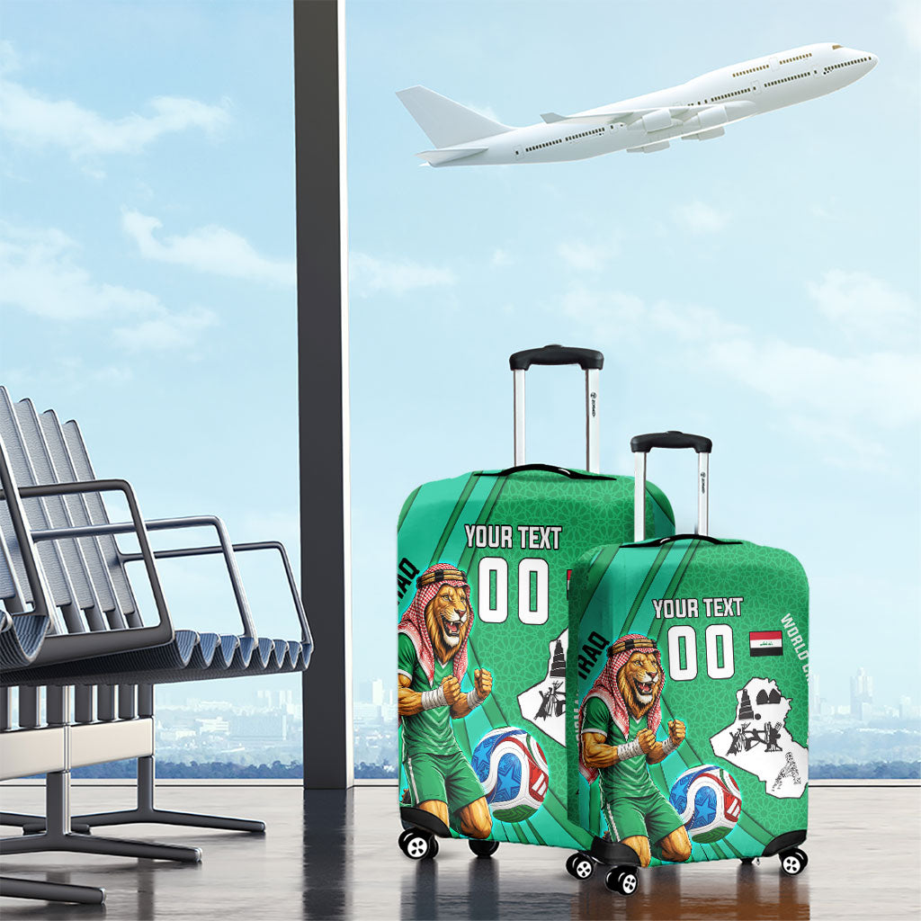 Personalized Iraq World Champions Lion Luggage Cover Funny Lion Mascot Traditional Keffiyeh