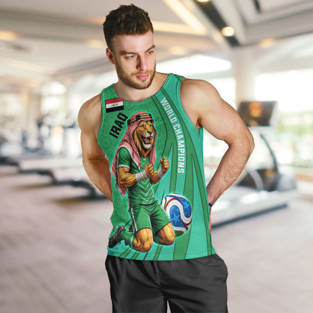 Personalized Iraq World Champions Lion Men Tank Top Funny Lion Mascot Traditional Keffiyeh